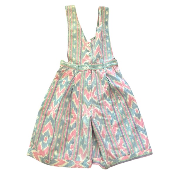 Vintage Pants - Vintage In-Short Ikat Print Overall Shorts Romper | Size 5 (Fits like an XS)